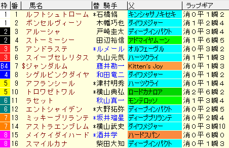 京成杯AH2020　枠順確定ラップギア適性値