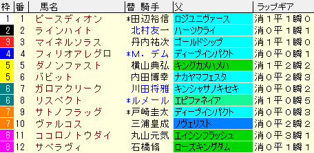 セントライト記念2020　傾向まとめ表