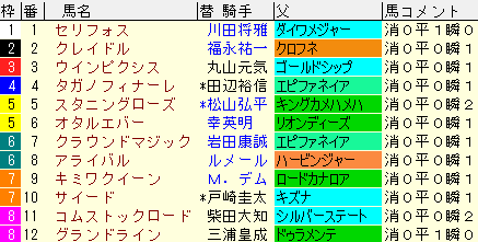 新潟２歳Ｓ2021　枠順確定