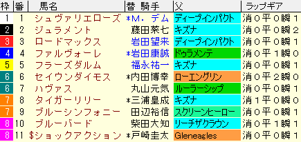 新潟２歳Ｓ2020　枠順確定ラップギア適性値