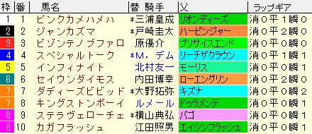 サウジアラビアＲＣ　枠順確定ラップギア適性値