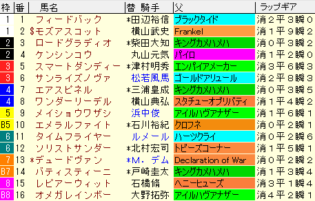 武蔵野Ｓ2020　枠順確定ラップギア適性値