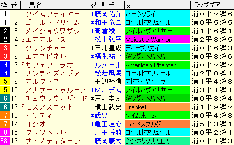 チャンピオンズＣ2020　枠順確定ラップギア適性値