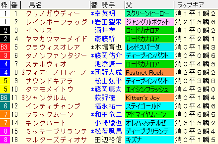 阪神カップ2020　枠順確定ラップギア適性値