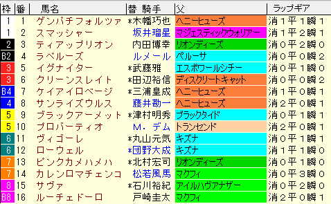 ユニコーンＳ2021　枠順確定