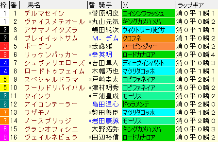 ラジオNIKKEI賞2021　枠順確定ラップギア適正値