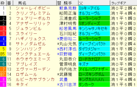 福島牝馬Ｓ2022　枠順確定
