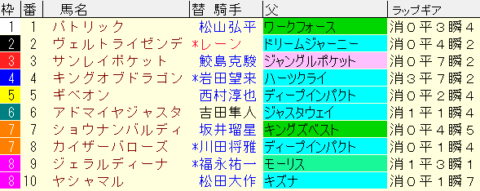 鳴尾記念2022　枠順確定