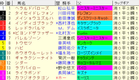 レパードＳ2022　枠順確定
