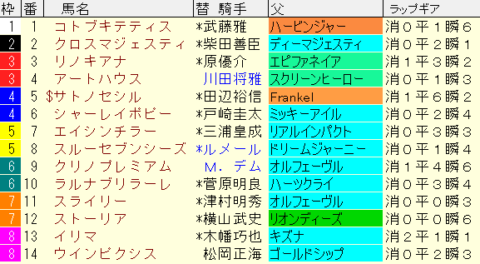 中山牝馬Ｓ2023予想　枠順確定