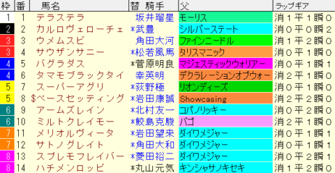 ファルコンＳ2023予想　枠順確定