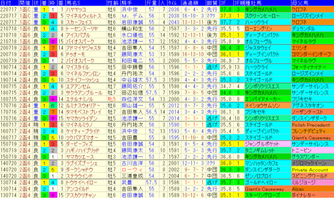 函館記念2023予想　過去10年成績データ表