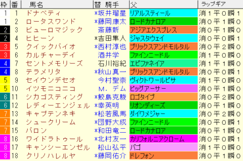 ファンタジーＳ2023予想　枠順確定