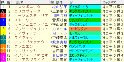 府中牝馬Ｓ2023予想　枠順確定