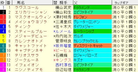 フェアリーＳ2024予想　枠順確定
