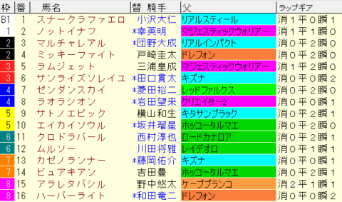 ユニコーンＳ2024予想　枠順確定