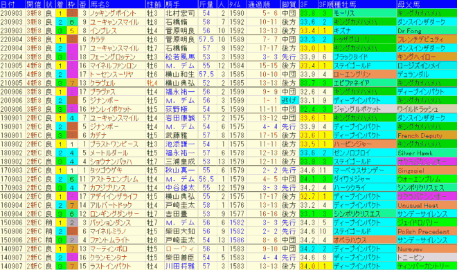 新潟記念2024予想　過去10年成績データ表