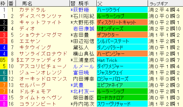 京成杯AH2024予想　枠順確定