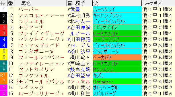 府中牝馬Ｓ2024予想　枠順確定